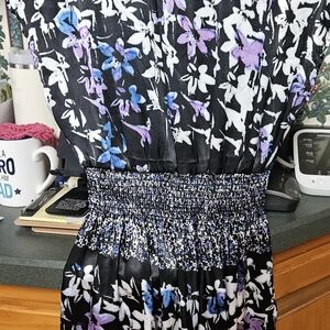 Floral Black and Purple Mini Dress